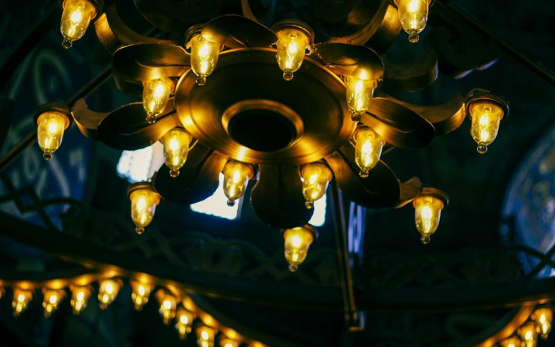 Photo Brass Finish Table Lantern Lamps