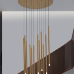 Diseño de iluminación de araña de níquel cepillado para escaleras