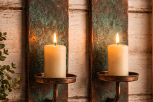 El encanto del pasado: Aplique de pared de velas de estaño estilo vintage